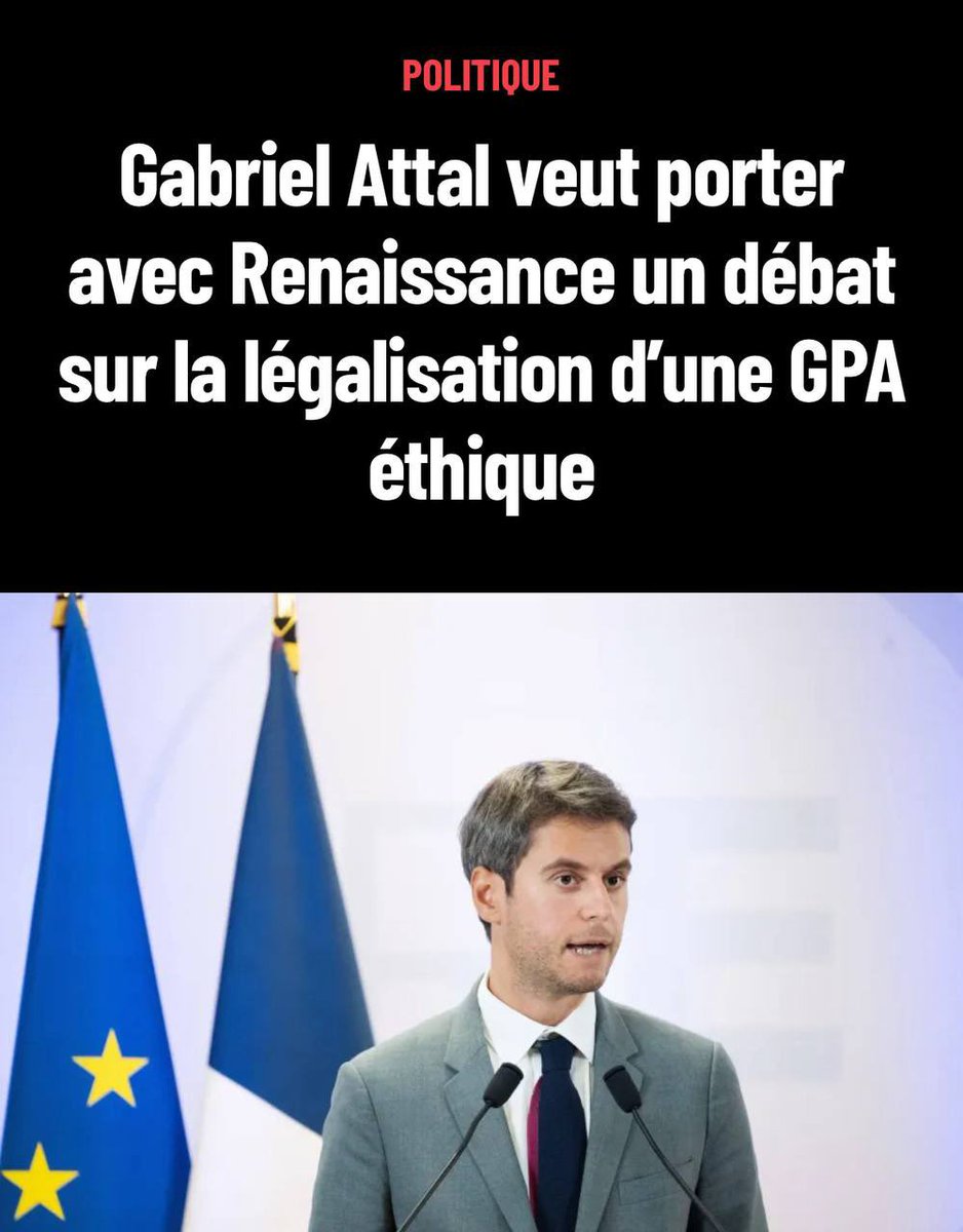 Laurence Trochu (@laurencetrochu) on Twitter photo Louer un ventre et arracher un enfant à celle qui le porte ne sera jamais éthique <a href="/GabrielAttal/">Gabriel Attal</a>.
Les Français attendent des réponses sur l’insécurité, l’immigration, la dette, la relance industrielle, la défense, pas une énième diversion sociétale. Louer un ventre et arracher un enfant à celle qui le porte ne sera jamais éthique <a href="/GabrielAttal/">Gabriel Attal</a>.
Les Français attendent des réponses sur l’insécurité, l’immigration, la dette, la relance industrielle, la défense, pas une énième diversion sociétale.