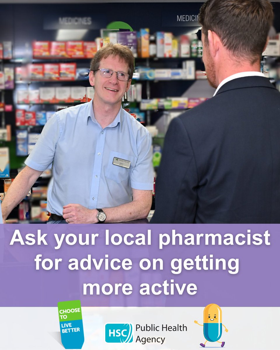 publichealthni's tweet photo. Over 500 community pharmacies across Northern Ireland are supporting the “Move more, feel better” campaign. 📍
Pop in this August or September for free resources, advice, and support to help you get active.
#LivingWell #MoveMoreFeelBetter https://t.co/vnyO9xEbDY