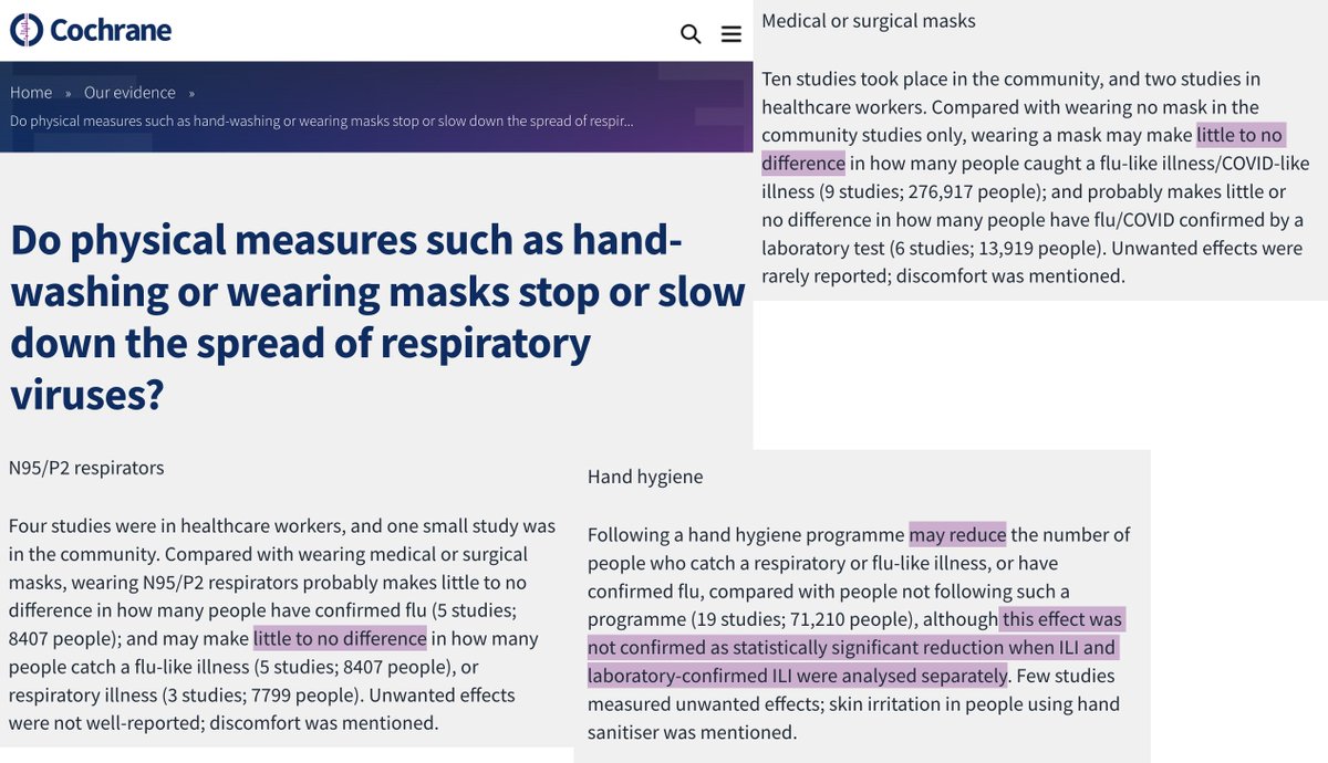 USMortality's tweet image. The Cochrane institute confirms that masks and even hand hygiene do not work in reducing &apos;flu like illness&apos;.