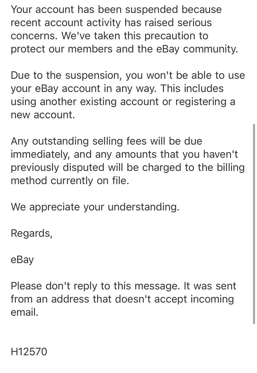 SA16918548's tweet photo. @eBay i did nothing wrong ? Any clarification on this was suspended during midnight. https://t.co/oae6KlWxgK