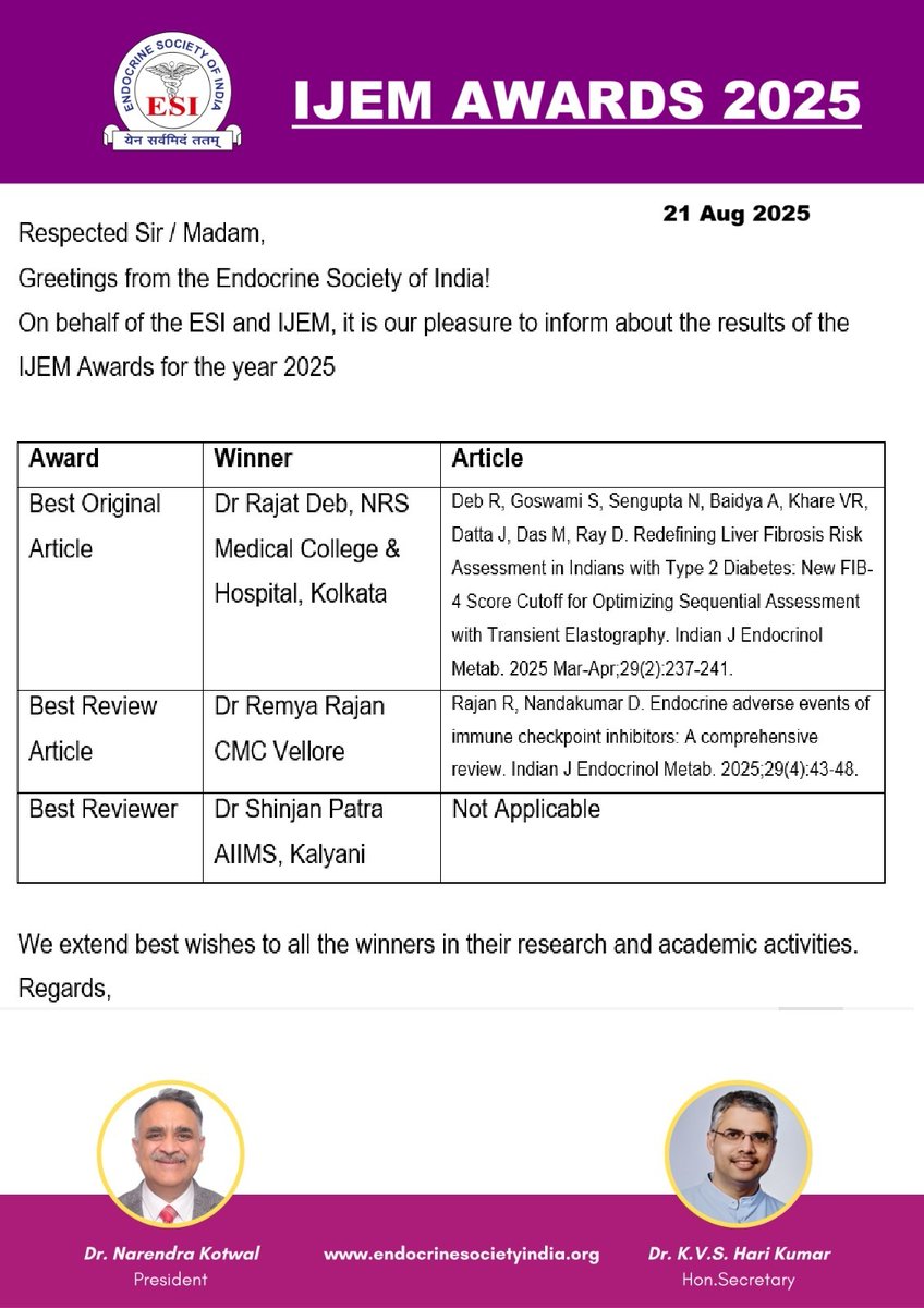 Elated to be one of the recipient of <a href="/j_metb/">Indian Journal of Endocrinology & Metabolism</a> awards for best reviewer. Being an avid Clinical researcher i could sense the difficulty of peer reviewing and i have faced so in peer reviewing numerous research papers. I have tried my best to give justice to each and every