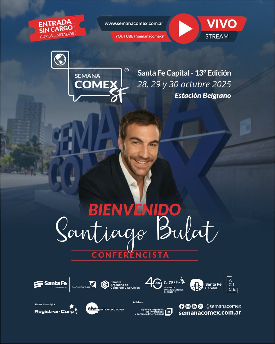 📷 BIENVENIDO SANTIAGO BULAT
📷Te esperamos en nuestra 13º edición con más novedades
📷 semanacomex.com.ar
Invitan @gobsantafe @santafeglobal @cacesfe @cacteinforma @santafecapitalok 
#semanacomex #semanacomex2025 @santiagobulat <a href="/invecq/">Invecq</a>