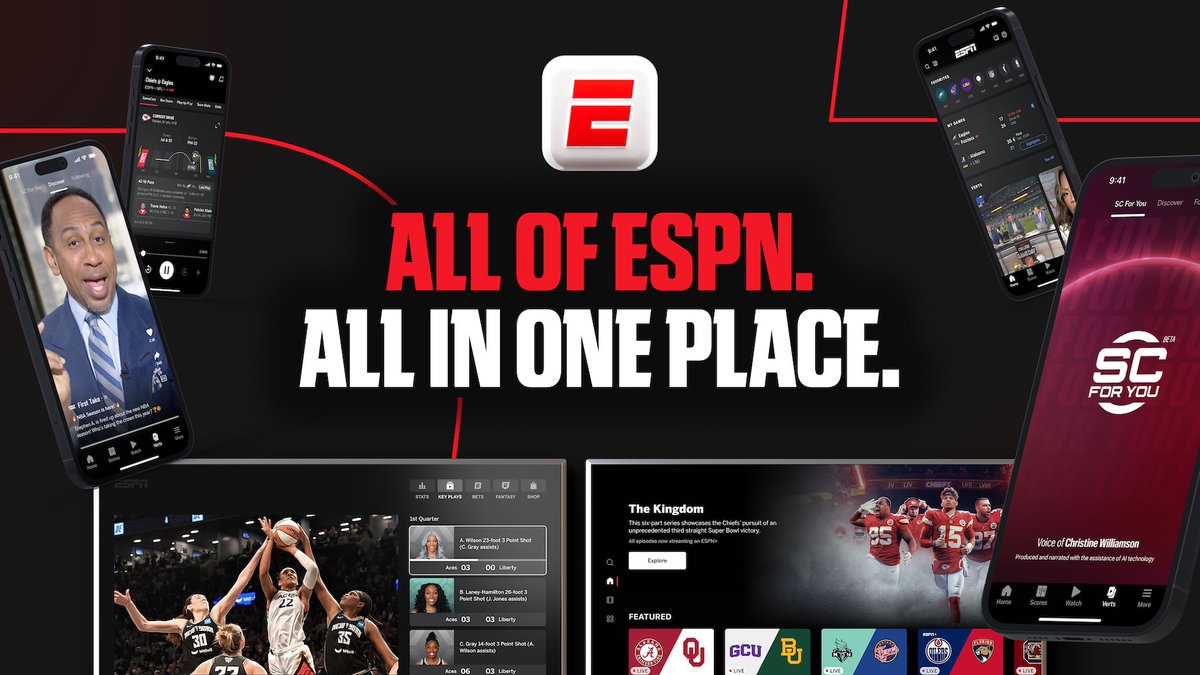 A sports fan's dream!

ESPN's direct-to-consumer service &amp; enhanced app are now available

Full suite of 12 networks &amp; services accessible for the first time ever - making sports more personalized, dynamic &amp; engaging

Details: bit.ly/41IE6XK