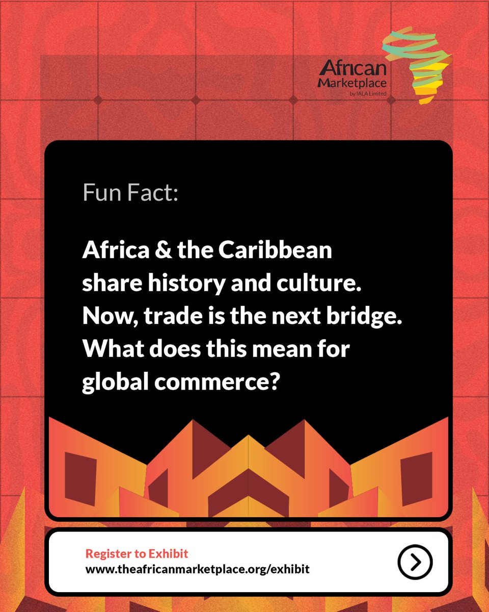 AfricanMarketHQ's tweet photo. Africa and the Caribbean together represent a $3 trillion trade opportunity. 
At African Marketplace, we’re building the bridge that connects businesses to this future.

Showcase your brand → https://t.co/J8ytXw0NLx
#AfricanMarketplace #AfricaToTheWorld #TradeNotAid #AMP2025 https://t.co/jYl8y27Gzk