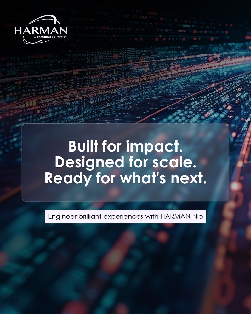 HARMANservices's tweet photo. HARMAN Nio brings together modern, modular technology services under one bold vision where AI, cloud and intelligent design converge to create a measurable impact. ​

Discover how HARMAN Nio sets you up for brilliant experiences: https://t.co/We60ANur3P https://t.co/Ko2PvjcFDM