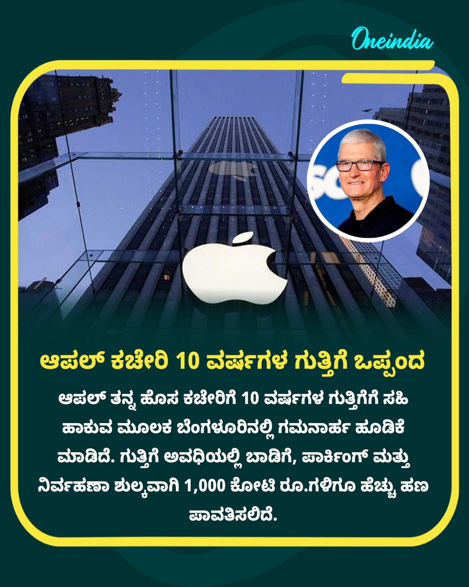 OneindiaKannada's tweet photo. ಆಪಲ್ ತನ್ನ ಹೊಸ ಕಚೇರಿಗೆ 10 ವರ್ಷಗಳ ಗುತ್ತಿಗೆಗೆ ಸಹಿ ಹಾಕುವ ಮೂಲಕ ಬೆಂಗಳೂರಿನಲ್ಲಿ ಗಮನಾರ್ಹ ಹೂಡಿಕೆ ಮಾಡಿದೆ...
#AppleIndia #BengaluruOffice #EmbassyZenith #OfficeLease #iPhoneManufacturing #NewsUpdate #OIKannada #Oneindia https://t.co/GWJ6lVfLd1