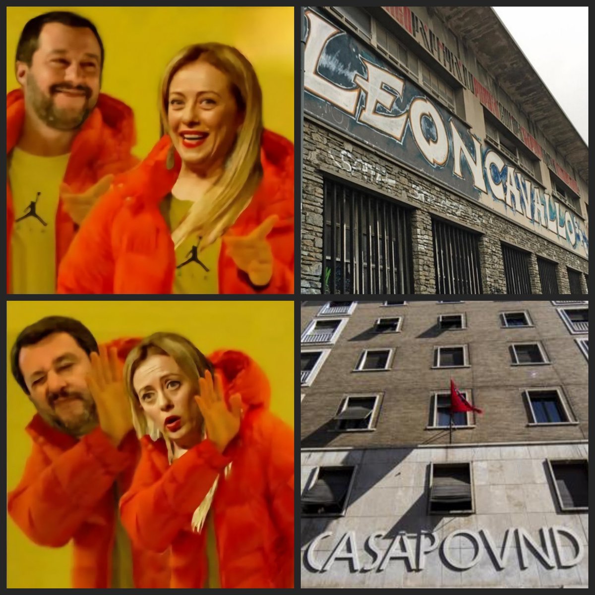 Meloni "In uno Stato di diritto non possono esistere zone franche...
il Governo continuerà a far sì che la legge venga rispettata, sempre e ovunque..."
Salvini "Decenni di illegalità tollerata...
la legge è uguale per tutti"
#Casapound #Leoncavallo #Meloni #Salvini #21agosto