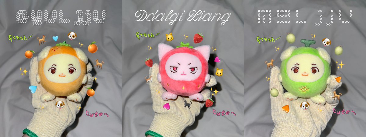 🧸 Gyuljju, Ddalgixiang &amp; Meljju are on Global Bunjang!
Small, soft fruit friends ready for new homes

🍊 bit.ly/gyuljju
🍓 bit.ly/ddalgixiang
🍈 bit.ly/meljju

🗓 Discount: Aug 22 02–Sep 7 23 (UTC)
🌍 Intl ORDERS AVAILABLE ✨
📌 Opens tomorrow 02 UTC