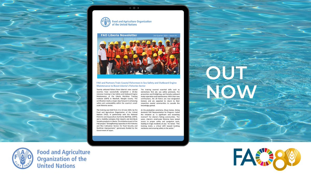 The FAO Liberia Newsletter (2nd Edition, 2025) is out!

From fisheries safety &amp; forest governance to rice value chains &amp; food security—discover how we’re working with partners to transform Liberia’s agri-food systems.

👉 Read here: bit.ly/4lHEhtE

#FAOLiberia