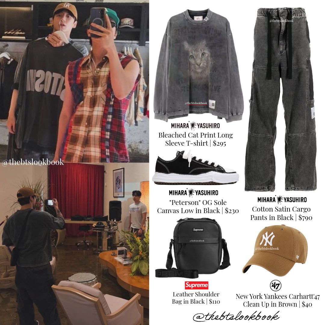 mihara yasuhiro 長袖Tシャツ　ジョングク着用 Jungkook wearing Mihara Yasuhiro “Bleached Cat Print Long Sleeve T