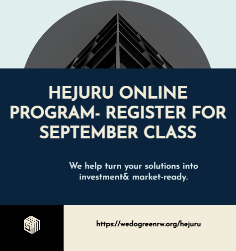 🚨Struggling to secure #financing for your #project, thinking of a better #job or in need to increase #sales in your business, #Hejuru fundamentally gets one part of your side covered to at least above 50 percent success rate🌿💵. 
Join our upcoming class: wedogreenrw.org/hejuru
