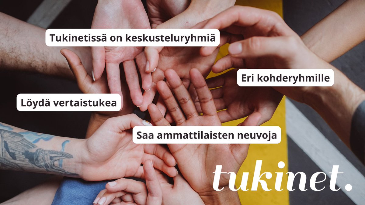 #Tukinet'in keskusteluryhmistä #vertaistukea sekä ammattilaisten neuvoja! Esimerkkeinä Apua, mikä ihmissuhde!, #Parisuhde, koti ja perhe, #Muisti ja muistisairaudet sekä Simpukan vertaiskeskustelu.

Katso kaikki: tukinet.net/teemat/?servic…