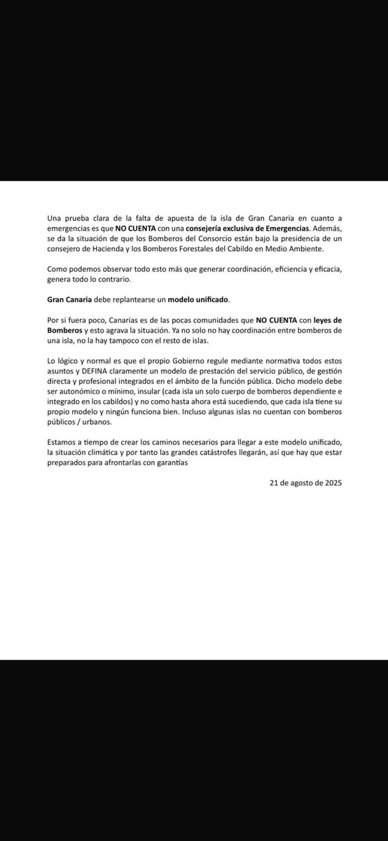 El <a href="/aytolpgc/">Ayuntamiento de Las Palmas de Gran Canaria</a>, el concejal <a href="/Josuio/">Josué Íñiguez Ollero 🌹</a> y la alcaldesa <a href="/CarolinaDarias/">Carolina Darias</a> diciendo q si pasa algo tienen un acuerdo de colaboración y los <a href="/BomberosGC/">BOMBEROS GRANCANARIA</a> exponiendo públicamente que ese acuerdo no existe hoy mismo. Lo dicho, las mentiras tienen las patitas muy cortas.