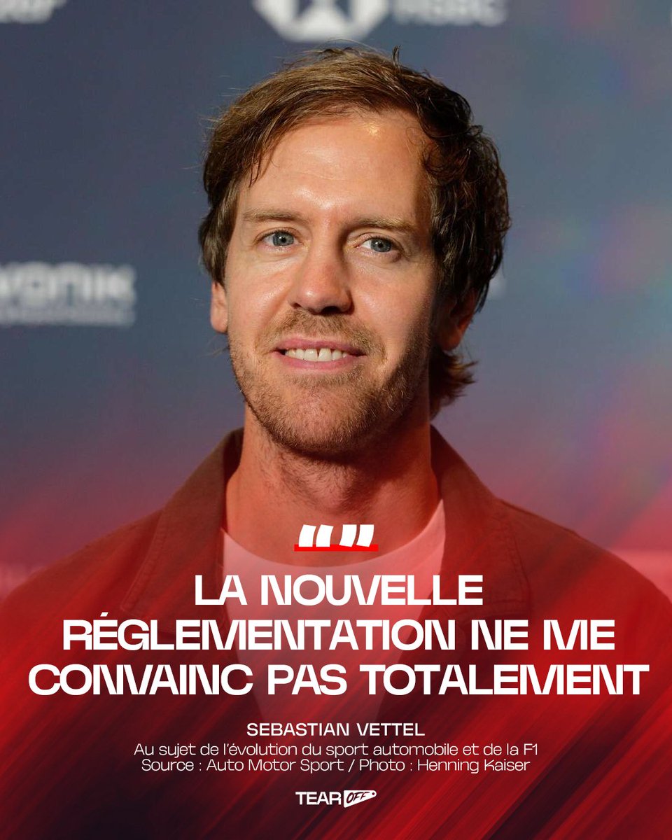 TearOffFR's tweet photo. 🔴 Sebastian Vettel ne semble pas convaincu par la réglementation qui entrera en vigueur l'année prochaine en Formule 1. 🫤

"La nouvelle réglementation ne me convainc pas encore totalement. La récupération d'énergie est une bonne chose, mais la limiter uniquement à l'essieu arrière en ignorant l'avant n'a pas de sens pour moi. Le règlement 2014 était bon dans son principe. L'idée qu'il y avait derrière était juste, mais sa mise en œuvre ne l'était pas. Ça a coûté beaucoup trop d'argent et ça n'a rien apporté aux voitures de série." 

Pour lui, un des objectifs sur lequel la F1 devrait se pencher sont les carburants renouvelables : 

"Je pense que les carburants neutres en carbone sont une bonne chose, car il y en a besoin dans le monde en dehors du sport automobile, pour les nombreux véhicules déjà sur les routes, pour le transport maritime et l'aviation. Ce dont il faut se méfier, c'est de l'origine de ces carburants. Si on déclenche une course au développement typique de la Formule 1 sur cette question, les choses peuvent rapidement prendre une mauvaise direction, comme ce fut le cas en 2014."

(🗞️ @Motorsport / #F1 )