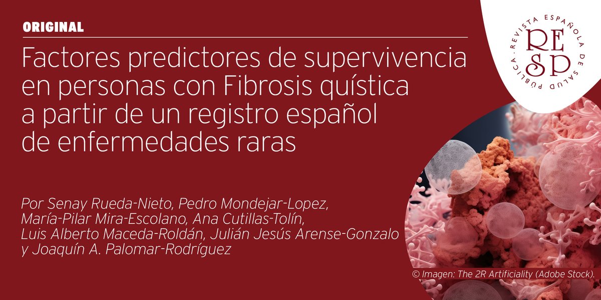 📢#NovedadRESP🆕
En España varios trabajos describen a la población con #FibrosisQuística y analizan su mortalidad, pero este estudio analiza la supervivencia en afectados de un registro de enfermedades raras y determina factores que influyan en ella.
🔗ojs.sanidad.gob.es/index.php/resp…