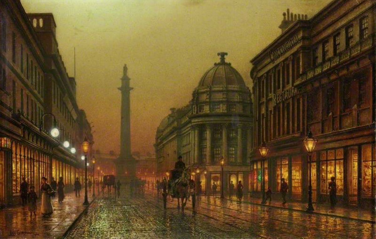 Brian Groom (@groomb) on Twitter photo Grainger Street, Newcastle upon Tyne, painting by Leeds artist Louis Hubbard Grimshaw (1870-944),  son of John Atkinson Grimshaw. #NorthernArt Grainger Street, Newcastle upon Tyne, painting by Leeds artist Louis Hubbard Grimshaw (1870-944),  son of John Atkinson Grimshaw. #NorthernArt