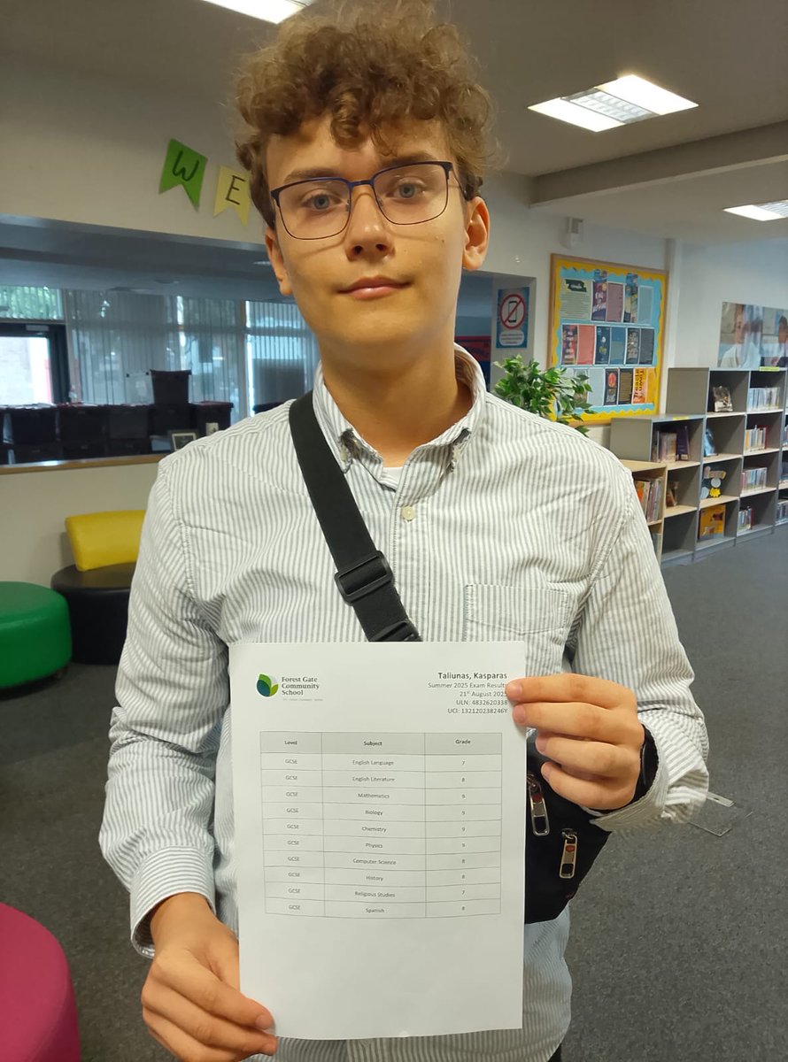 FgcsInfo's tweet photo. 🎉 Kasparas Taliunas has earned two 7s, four 8s, and four 9s!

Kasparas will be studying Maths, Further Maths, Physics, and Computer Science at Brampton Manor Academy.

Incredible results, Kasparas! 👏 https://t.co/alNU7GYawR