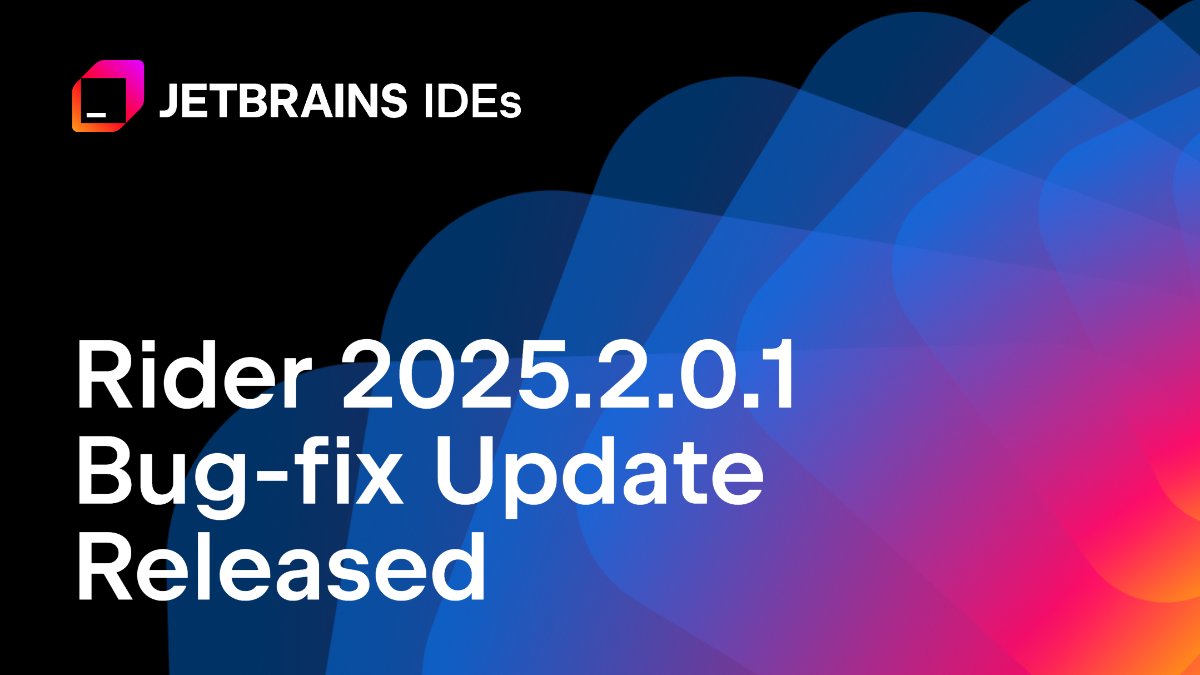 JetBrainsRider's tweet image. The first bug-fix update for Rider 2025.2 is here!
You can download the latest build here. 👉jetbrains.com/rider/download/
