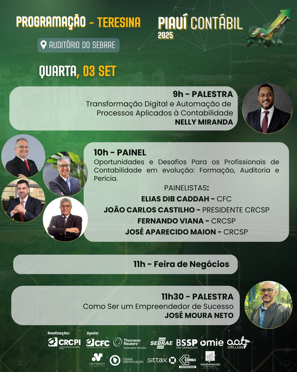 crcpiaui's tweet photo. 📢 Está no ar a programação completa do Piauí
Contábil – Teresina!

Serão dois dias de muito conhecimento, debates e
oportunidades! 📊💼

Corre que as inscrições estão se esgotando:

🔗https://t.co/30UZtJAPKy

Fique atento nas nossas redes e site para
mais informações! ✅ https://t.co/p7gO0K4oN4