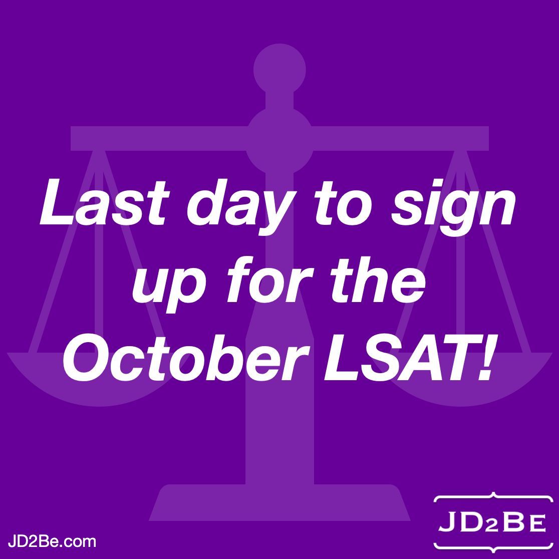 JD2BeLLC's tweet photo. Last day to register for the October LSAT! Sign up at https://t.co/N7eQSh3TiU!
⚖️
#lsat #lsac #prelaw #law #lawyer #lawschool #lawschoolapplications #lawschooladmissions #JD2Be https://t.co/m925jTUDgv