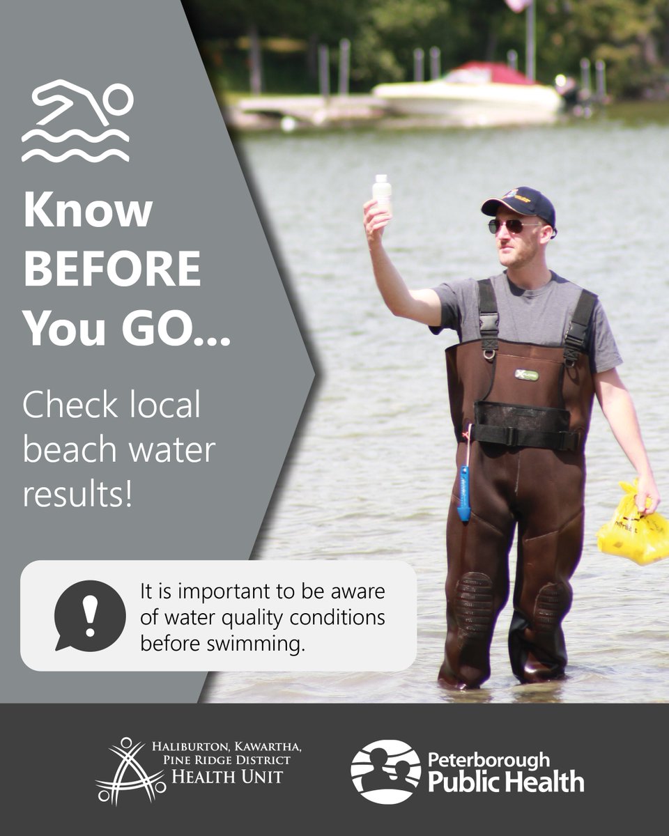 🌊 Know Before You Go 🏖️ From June to August, we’re monitoring public beach water quality in the area.

✅ Check beach conditions before you head out: 

🔹 hkpr.on.ca/BeachCheck (HKPR region) 
🔹 peterboroughpublichealth.ca/BeachResults (Peterborough region)