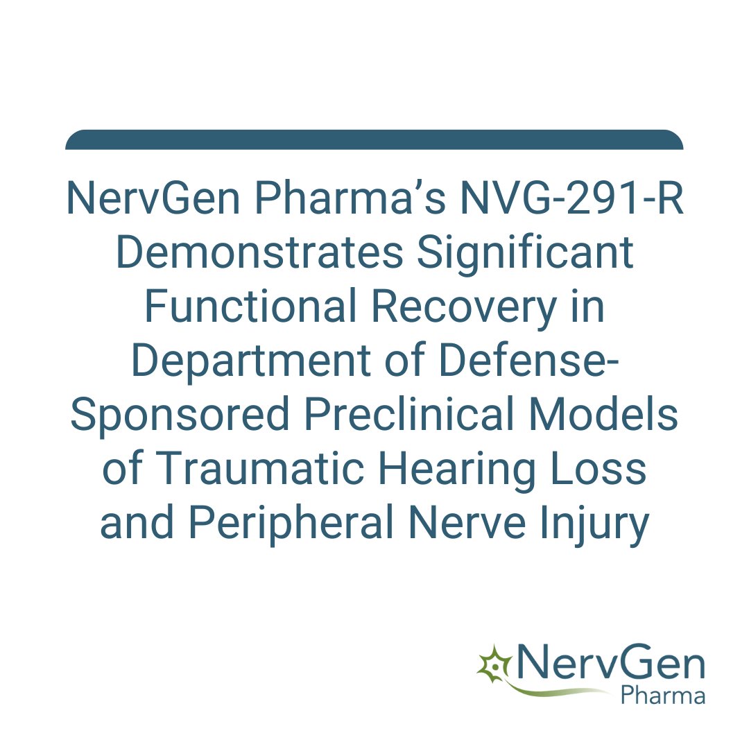 NervgenP's tweet image. NervGen today announced positive preclinical results of two @DeptofDefense sponsored studies in models of blast-induced sensorineural hearing loss and peripheral nerve injury, reinforcing the broad therapeutic application of NVG-291.

nervgen.com/nervgen-pharma…

#SCI #News