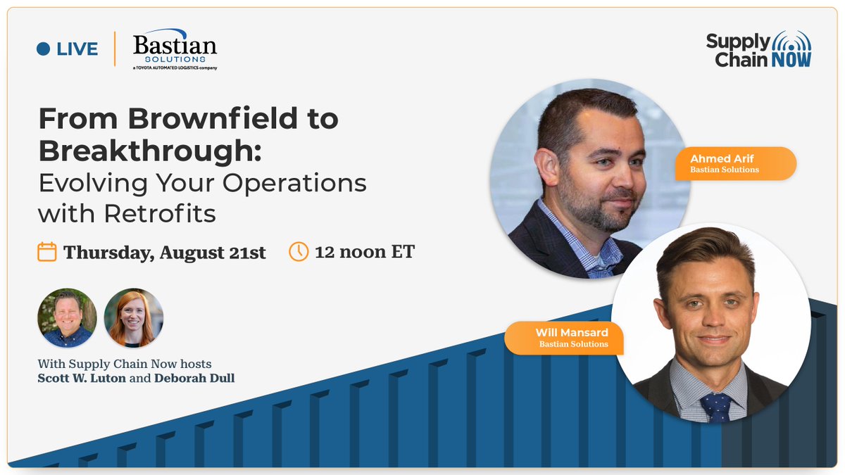 Happening TODAY at 12 ET ⏰
 No need for a full overhaul—learn how retrofits &amp; system cutovers can modernize your warehouse with less downtime + more efficiency.

Join <a href="/SupplyChainNow/">Pam Novak</a> w/ <a href="/BastianSolution/">Bastian Solutions</a> 👉 hubs.ly/Q03DMPnj0