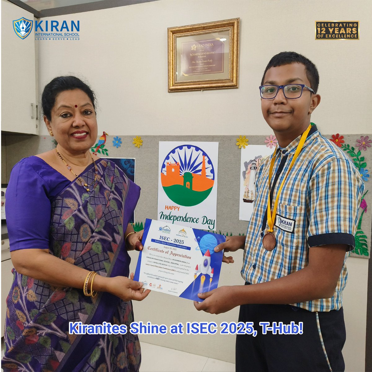 KIRAN_INTSCHOOL's tweet image. 🌟 #Kiranites dazzled at ISEC 2025, T-Hub, with futuristic projects on Earth Observation Satellites and Martian Greenhouses! 🚀
👏 Proudly representing in Satellite &amp;amp; Habitat Design, our young stars earned accolades for innovation, passion, and stellar presentations! 🌍🌌