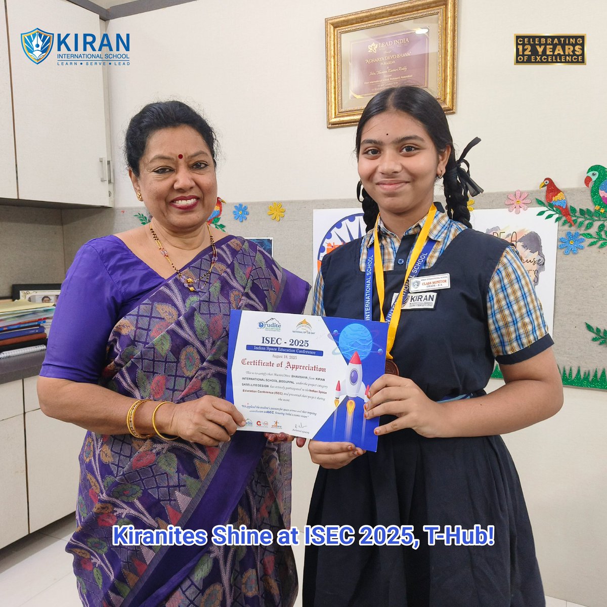 KIRAN_INTSCHOOL's tweet image. 🌟 #Kiranites dazzled at ISEC 2025, T-Hub, with futuristic projects on Earth Observation Satellites and Martian Greenhouses! 🚀
👏 Proudly representing in Satellite &amp;amp; Habitat Design, our young stars earned accolades for innovation, passion, and stellar presentations! 🌍🌌