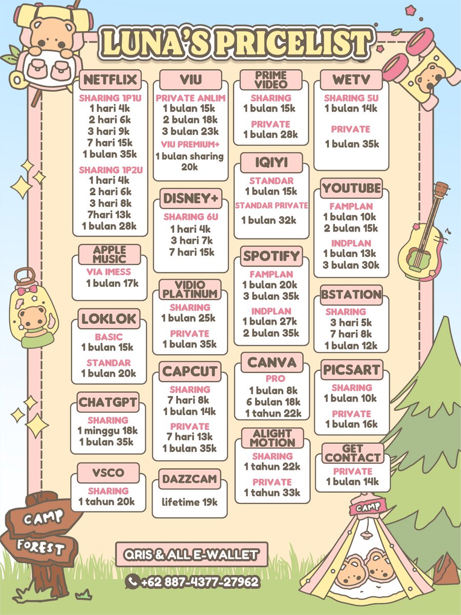 taapiocca's tweet image. ꒰ ° selamat datang customer aku 🎀✿ ˚ 
     👛 Aku jualan app prem yg trusted ⁺ 𓂃
     𓏲˳ fast respon &amp;amp; proses juga cepet ♡ৎ˚
     ᎒᎓ 。Langsung ke DM aku iaa 🧸 ୭ ˚.

     order     𓂋 ˚ . 💕 wa.me/62887437727962 
     testi     𓂋 ˚ . 💕 t.me/proofnyaluna