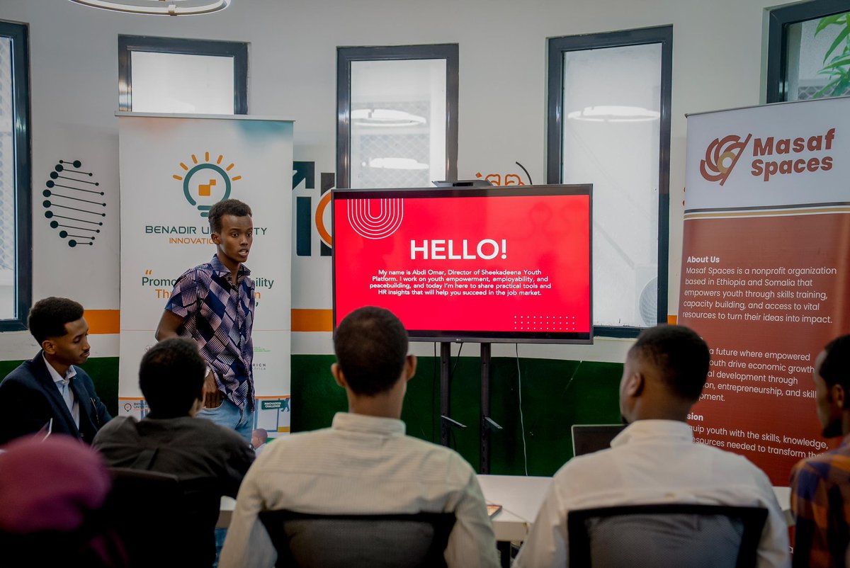MasafDev's tweet image. The Employment Skills Development Training, organized by Masaf Spaces Mogadishu at the @BenadirUniversi University Innovation Hub, equipped youth &amp;amp; graduates with practical skills, career insights &amp;amp; strong networks.

Building confidence, growth &amp;amp; opportunities for the future!