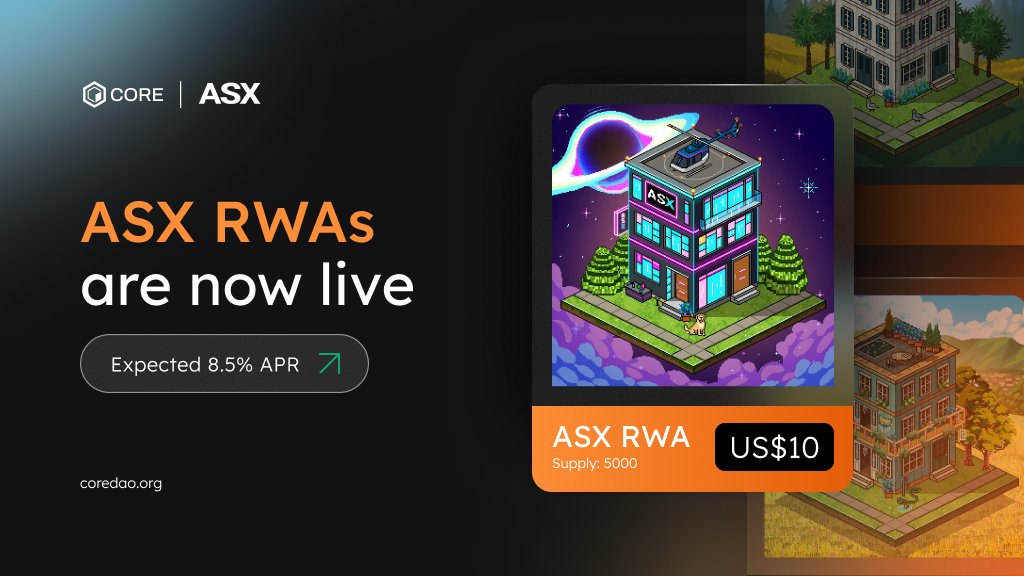 ASX RWA 在 Core DAO 上上线，预计年化 8.5% 的收益