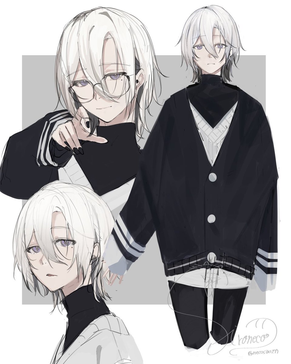 自分のキャラなのに描き方わからなすぎて練習してました