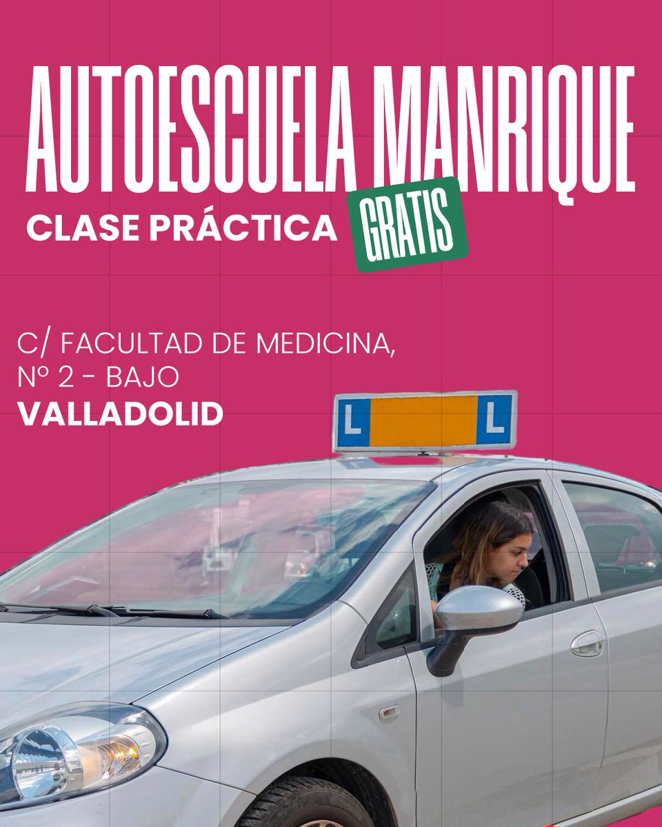 🚗 ¡CARNÉ JOVEN 🤝 CARNÉ CONDUCIR!

Con tu Carné Joven, obtén una clase práctica GRATIS en @autoescuela_manrique. 🏁

📅 Da el primer paso para conseguir un nuevo carné. ¡Las calles te están esperando! 🚦

#CarnéJovenCYL #CastillayLeón #AutoescuelaManrique #Conducir