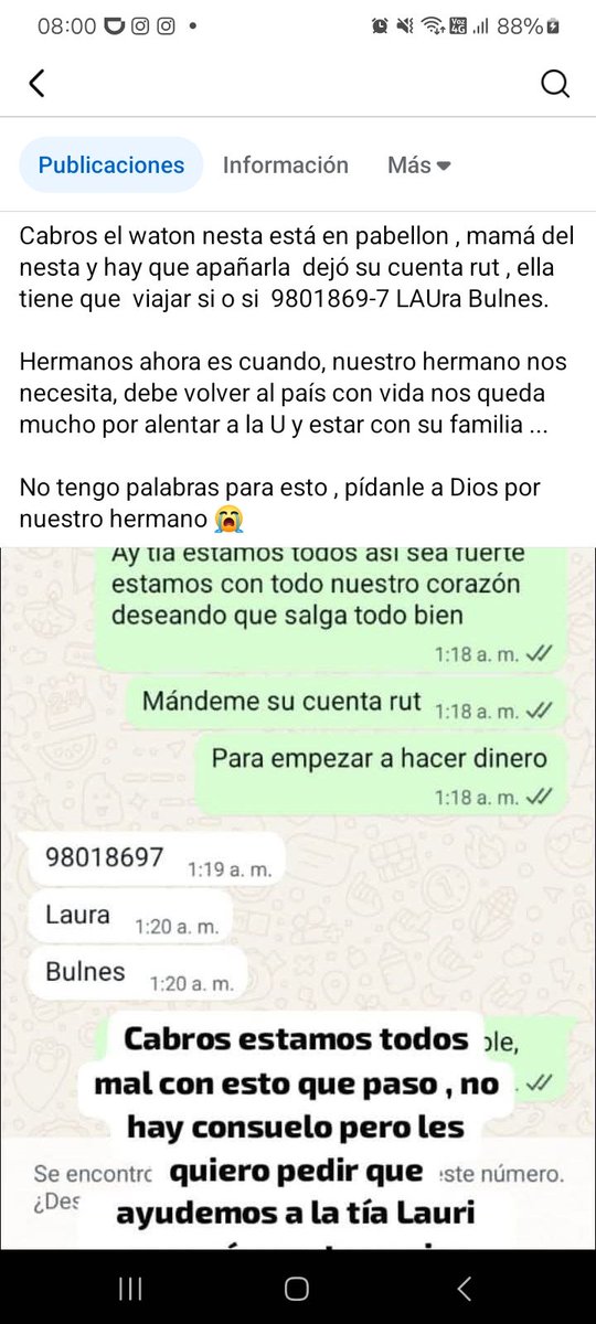La mamá del hincha grave necesita viajar para Argentina y están pidiendo colaboración para que pueda hacerlo