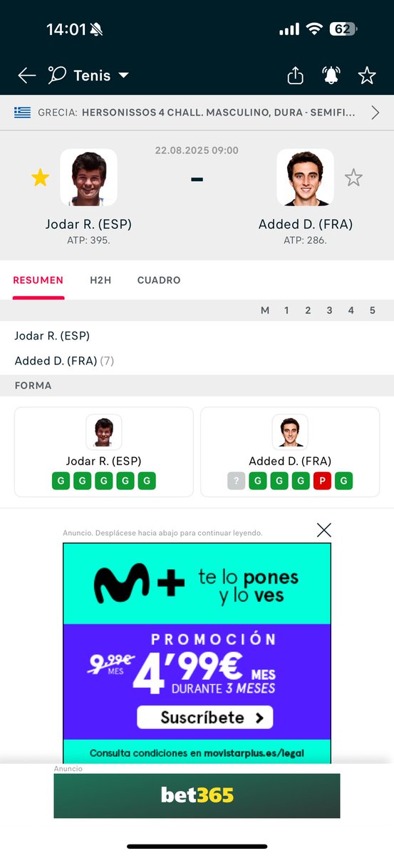 Tenemos rival para las semis. Jugamos con el francés ya le ganamos en la final nos tendrá ganas