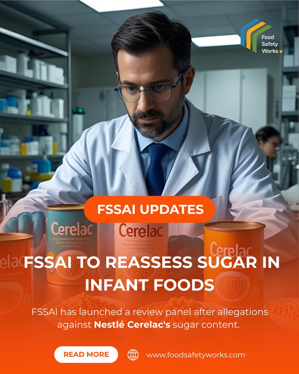foodsafetyworks's tweet photo. FSSAI to Review Sugar in Infant Foods!

A new FSSAI panel will now examine sugar limits in infant nutrition. 
👉 Read more: https://t.co/XVVrwWD9hx 

#FoodSafetyWorks #FSW #FSSAI #InfantFood #Cerelac #NestleIndia https://t.co/LRpypTpMcx