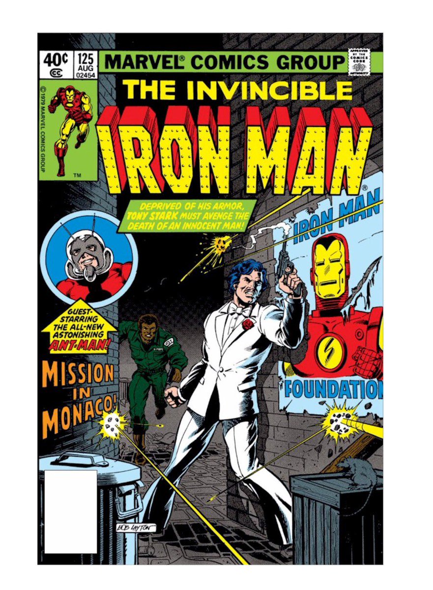 #ThrowbackThursday: Published this month in 1979 (46 years ago), "The Monaco Prelude", Guest-starring Captain America and Ant-Man (aka Scott Lang),was presented in Iron Man #125. This landmark issue had Tony Stark battling without the aid of his hacked armor. @marvel <a href="/Iron_Man/">Iron Man</a>