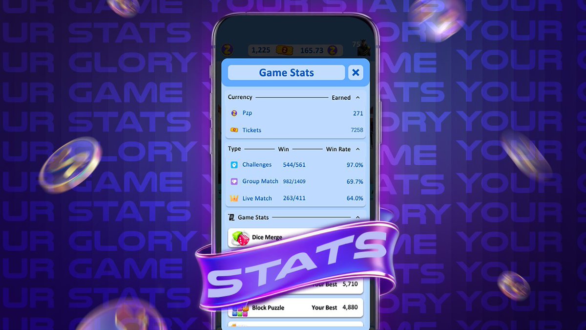 🎯 Your Game. Your Stats. Your Glory.

  PlayZap Games lets you:
🏆 Track lifetime wins &amp; win rate
🎮 See your BEST scores ever
💰 Monitor every $PZP &amp; ticket earned
⚡ Every match writes your legacy.

📈 Watch your grind turn into legendary status in real time. 🚀🔥 #GameFi