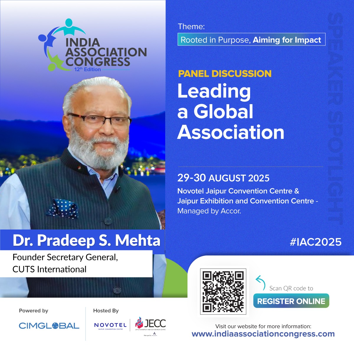 IAC4U's tweet photo. 🌍 Global advocacy leader @CUTSInternational’s Dr. Pradeep S. Mehta joins #IAC25 to share 40+ years of impact in trade, consumer rights &amp; economic democracy.

📅 29–30 Aug 2025 | 📍 Novotel Jaipur Convention Centre

🔗 https://t.co/efOlk2kvmx

#IAC2025 #GlobalLeadership https://t.co/vuqRSuQklT