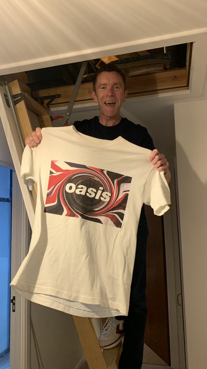 drewmclelland's tweet photo. @MicrodotCreativ Hey Brian, look what I found! Original ‘Shakermaker’ shirt, T in the Park ‘94 edition! Ive been looking for it for ages, success at last. This must be mega-rare, what do you reckon? @oasis  #Live25 #TinthePark https://t.co/clLJU34tMr