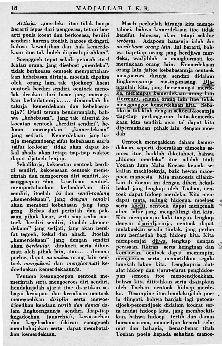 PietFitriady's tweet photo. Pandangan Ki Hadjar Dewantara dalam tulisan jurnalisnya pada majalah 'Tentara Keamanan Rakyat' edisi pertama 10 Januari 1946 tentang 'Arti Perkataan Merdeka !' https://t.co/TViG7wImOn