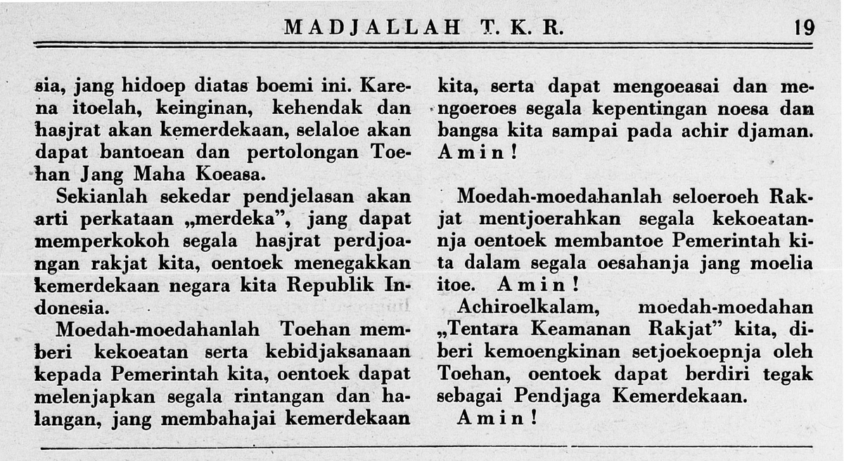 PietFitriady's tweet photo. Pandangan Ki Hadjar Dewantara dalam tulisan jurnalisnya pada majalah 'Tentara Keamanan Rakyat' edisi pertama 10 Januari 1946 tentang 'Arti Perkataan Merdeka !' https://t.co/TViG7wImOn