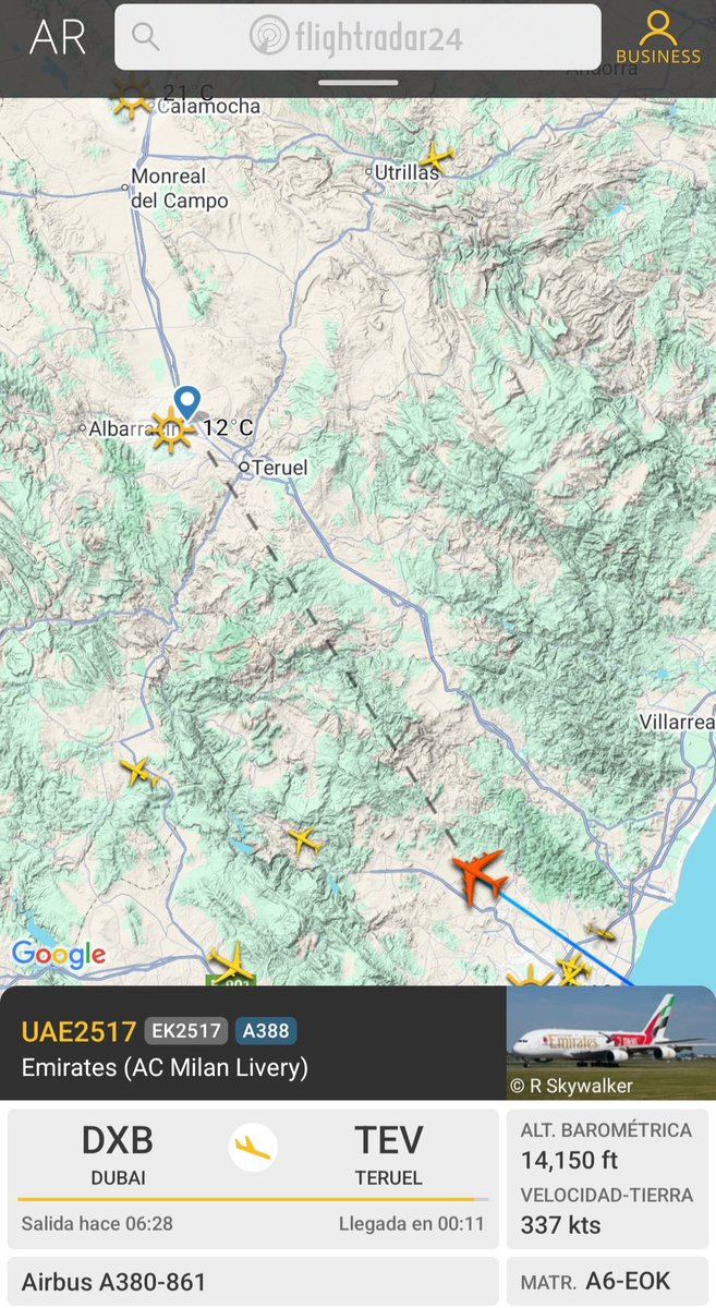 aeropuerteruel's tweet photo. Llegada de un A380 desde Dubai @DubaiAirports, Emiratos Árabes en el aeropuerto de Teruel @aeropuerteruel https://t.co/Jp4YgCLpQB