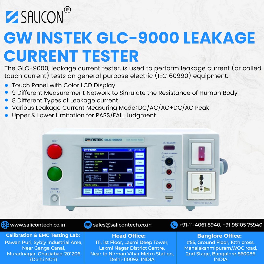 salicontech's tweet photo. Ensure accuracy &amp; safety with the GW Instek GLC-9000 Leakage Current Tester ⚡️
✔ Touch Panel LCD
✔ 9 Measurement Networks
✔ 8 Leakage Current Types
✔ PASS/FAIL Judgment
More: https://t.co/MZ9NNr3D9O

#GWInstek #GLC9000 #LeakageCurrentTester #SaliconTech #ElectricalTesting https://t.co/V6jQkDXFLt
