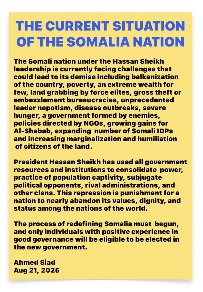 Ahmed Siad (@siad_a) on Twitter photo Current situation <a href="/HassanSMohamud/">Hassan Sheikh Mohamud</a> <a href="/HESharifShAhmed/">Sharif Sheikh Ahmed</a> <a href="/HassanAKhaire/">Hassan Ali Khaire</a>
<a href="/faaraxsheekh/">Farah Sheikh Abdulkadir</a>
<a href="/AliOmarMP/">Ali Omar</a>
<a href="/UKinSomalia/">UK in Somalia🇬🇧🇸🇴</a> <a href="/US2SOMALIA/">U.S. Embassy Mogadishu, Somalia</a>
<a href="/EU_in_Somalia/">EU Delegation Somalia</a>
<a href="/UNSomalia/">UNSOM</a> <a href="/Abukar_Arman/">4DialogSk</a> <a href="/junlay99/">Junlay99</a> <a href="/AAbdishakur/">Abdirahman Abdishakur</a> <a href="/M_Farmaajo/">Mohamed Farmaajo</a> <a href="/MohamoudGaildon/">Mohamoud Gaildon</a> <a href="/MPDrAbib/">MP Dr Abdillahi Hashi Abib</a> <a href="/TC_MogadisuBE/">Türkiye in Somalia</a> <a href="/camalowfa/">Farah H A.Amalo</a> <a href="/abdisalamisma1/">Abdisalam Yusuf</a> <a href="/OsmanAli4/">Osman Ali</a> Current situation <a href="/HassanSMohamud/">Hassan Sheikh Mohamud</a> <a href="/HESharifShAhmed/">Sharif Sheikh Ahmed</a> <a href="/HassanAKhaire/">Hassan Ali Khaire</a>
<a href="/faaraxsheekh/">Farah Sheikh Abdulkadir</a>
<a href="/AliOmarMP/">Ali Omar</a>
<a href="/UKinSomalia/">UK in Somalia🇬🇧🇸🇴</a> <a href="/US2SOMALIA/">U.S. Embassy Mogadishu, Somalia</a>
<a href="/EU_in_Somalia/">EU Delegation Somalia</a>
<a href="/UNSomalia/">UNSOM</a> <a href="/Abukar_Arman/">4DialogSk</a> <a href="/junlay99/">Junlay99</a> <a href="/AAbdishakur/">Abdirahman Abdishakur</a> <a href="/M_Farmaajo/">Mohamed Farmaajo</a> <a href="/MohamoudGaildon/">Mohamoud Gaildon</a> <a href="/MPDrAbib/">MP Dr Abdillahi Hashi Abib</a> <a href="/TC_MogadisuBE/">Türkiye in Somalia</a> <a href="/camalowfa/">Farah H A.Amalo</a> <a href="/abdisalamisma1/">Abdisalam Yusuf</a> <a href="/OsmanAli4/">Osman Ali</a>