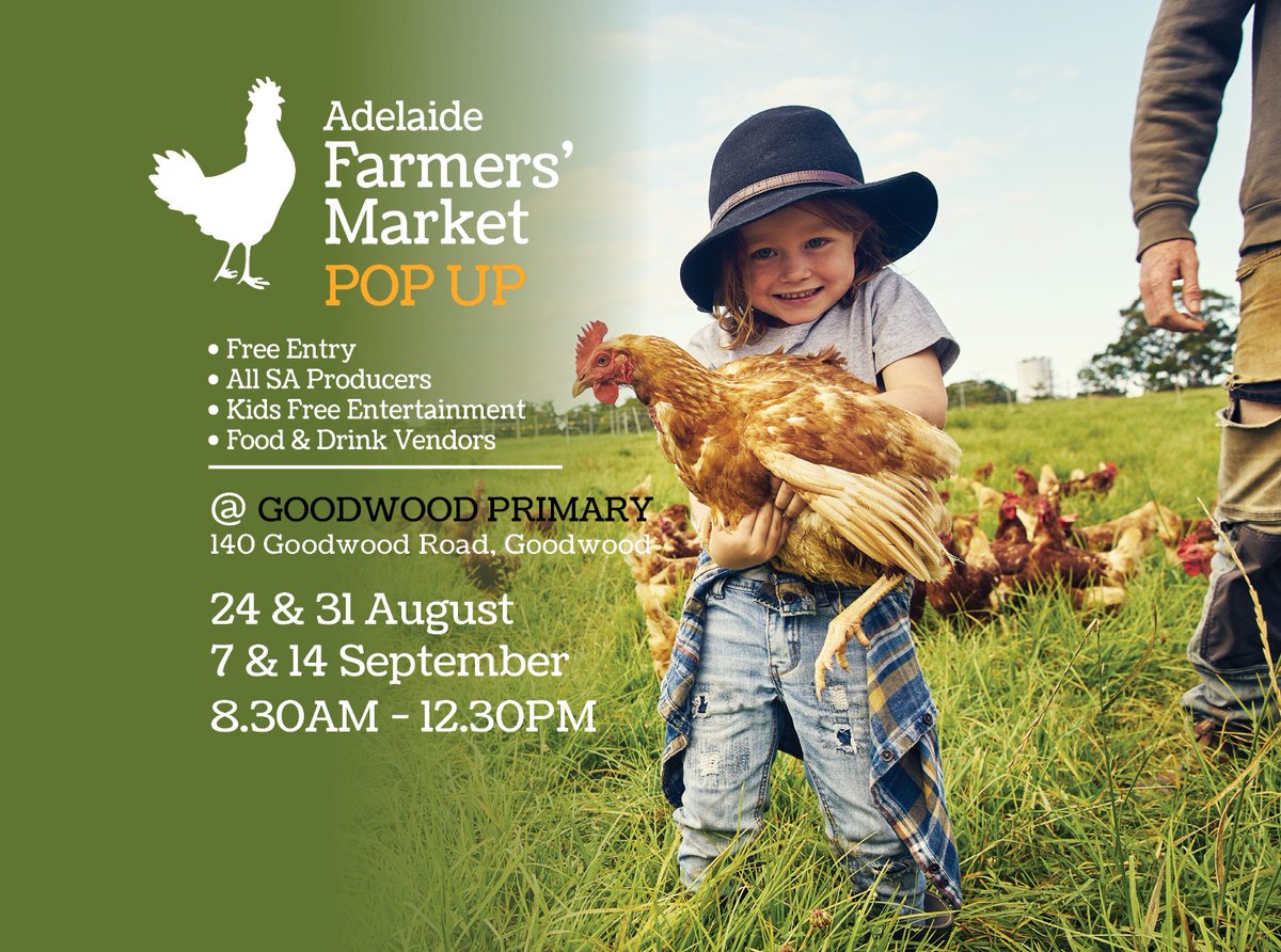 Adelfarmmarket's tweet image. We’re popping up at Goodwood Primary School this Sunday! Find us 8:30am–12:30pm with fresh produce, plants, coffee &amp;amp; breakfast.
📍 140 Goodwood Rd
🚗 Limited street parking
🚌 Free shuttle from Orphanage Park 8am–12:30pm

#AdelaideFarmersMarket #GoodwoodMarket #Locavore