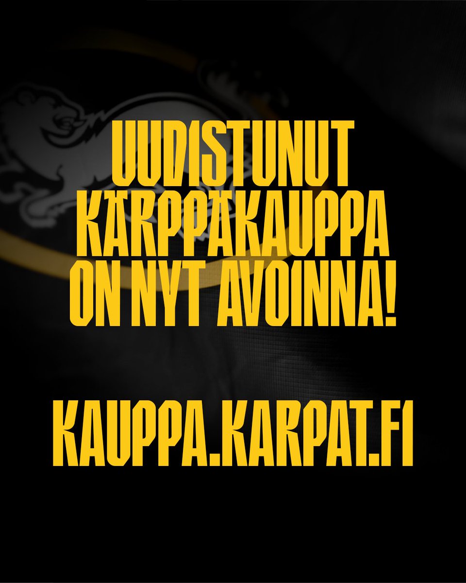 💛🖤 Uudistunut Kärppäkauppa on nyt avattu! 🖤💛
Tervetuloa ostoksille 👉 kauppa.karpat.fi

Seuraa tätä tiliä, niin kuulet ensimmäisenä uutuuksista, tarjouksista ja kampanjoista. 🚀

#Kärpät #Liiga