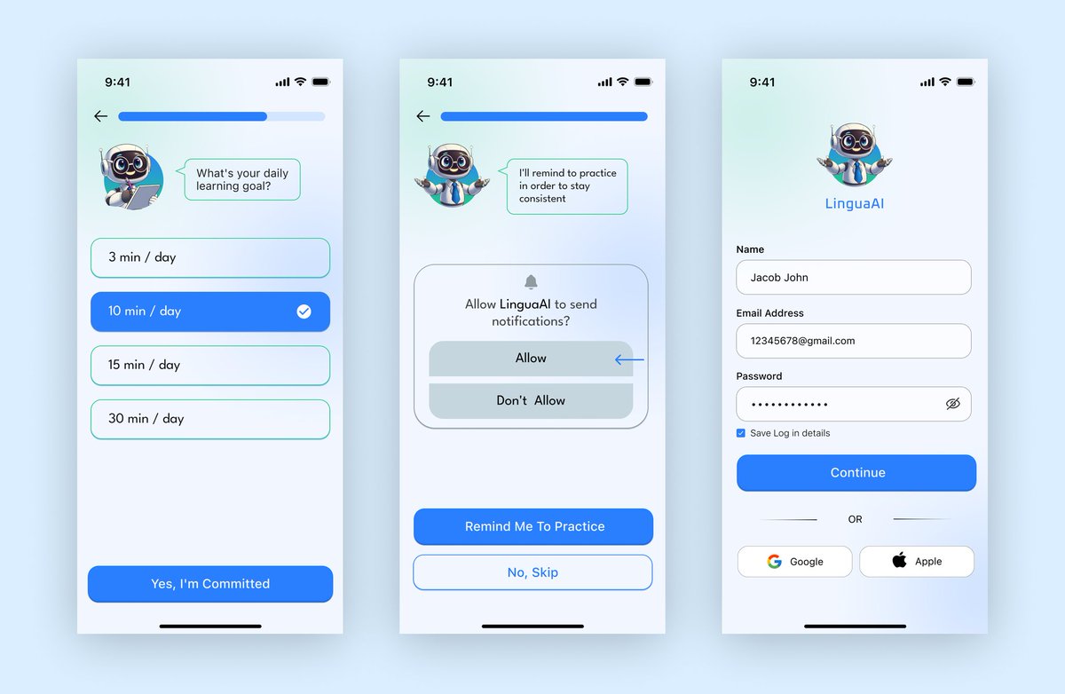 uiux_jay's tweet photo. My submission for the LinguaAI design task: an AI-powered app with personalized lessons, real-world scenarios, AI-driven practice, real-time corrections &amp; confidence-building tools. ✨ #LinguaAI https://t.co/mVavuAYayE