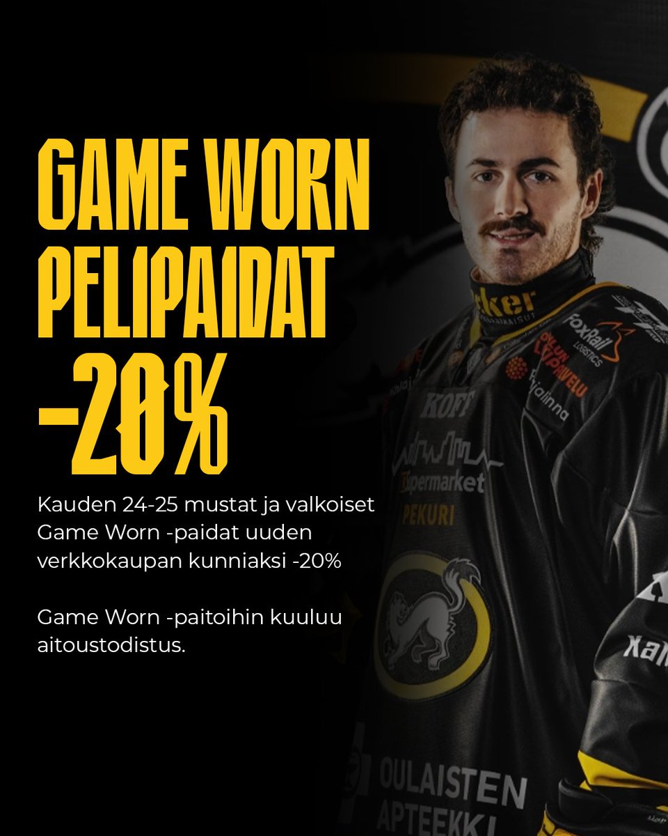 🔥 Avajaistarjous! 🔥

Kauden 24–25 Game Worn-paidat -20 % vain rajoitetun ajan! 🖤💛

👉 Tarjous voimassa verkkokaupan avajaisten kunniaksi osoitteessa kauppa.karpat.fi.

#Kärpät #Liiga